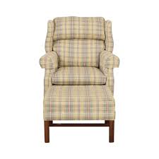Furniture warm atmosphere for living room with wingback. 90 Off Ethan Allen Ethan Allen Plaid Wingback Chair And Ottoman Chairs