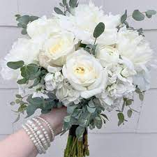 Bouquet peony with hydrangea wedding bouquet with eucalyptus wedding bouquet with and gold white mantilla for bride wedding popular wedding bouquet with blue of good quality and at affordable prices you can buy on aliexpress. White Rose Hydrangea Eucalyptus Bridal Bouquet White Wedding Bouquets Bridesmaid Bouquet White Wedding Flowers
