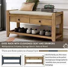 Maybe you would like to learn more about one of these? P Purlove Storage Bench Multipurpose Entryway Bench Shoe Rack With Cushioned Seat Drawers And Shelf For Entryway Living Room Antique Navy Storage Benches Entryway Furniture Fcteutonia05 De