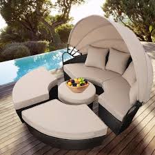 Alibaba.com offers 6,535 outdoor canopy bed products. Costway Outdoor Mix Brown Rattan Patio Sofa Furniture Round Retractable Canopy Daybed Walmart Com Walmart Com