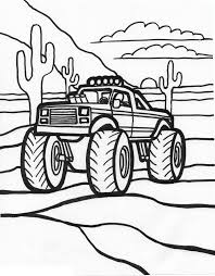 Red truck with christmas tree on the white background. Free Printable Monster Truck Coloring Pages For Kids