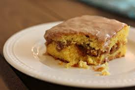 The warm, baked cake is covered in a glaze made with a hint of honey. Honey Bun Cake Mom Needs Chocolate