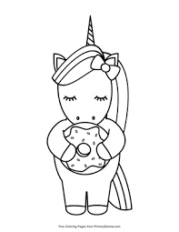 Leaky donuts are made for a reason. Unicorn Holding A Donut Coloring Page Free Printable Pdf From Primarygames