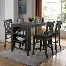 Shop for counter height kitchen island online at target. Cm3153gy Pt 5pc 5 Pc Canora Grey Grena Lana Gray Finish Wood Kitchen Island Counter Height