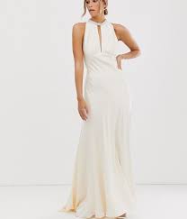 Asos Edition Satin Wedding Dress With Embellished Trim Ivory Myonewedding Co Uk