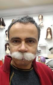 Realistic Fake White Bushy Moustache