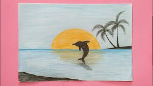 Mewarnai gambar juga dipercaya mampu meningkatkan konsenterasi dan fokus. Cara Menggambar Pemandangan Dan Ikan Lumba Lumba