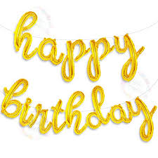 Mudder happy birthday banner tissue paper pom poms flower for birthday party decorations. Gold Happy Birthday Balloons Banner Script Cursive Gold Letter Balloon Sign For Birthday Party Decor Decoration Foil Mylar Happy Birthday Banner Gold Pricepulse