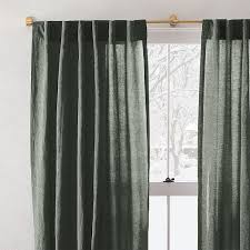 european flax linen melange curtain olive