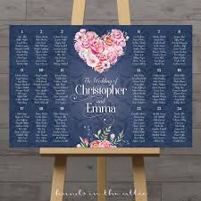 Navy With Pink Flowers Seating Chart
