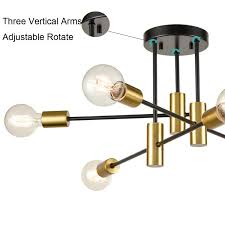 1/2/3 lights living room semi flush ceiling light fixture with drum acrylic shade silver ceiling light fixture. Brass Mid Century Sputnik Modern Chandelier Ceiling Light Claxy