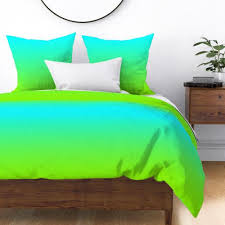 Introduce a pop of color into the bedroom with green bedding. Turquoise Bright Green Ombre Spoonflower