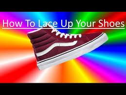 Then lace it down through the top of the second left eyelet. How To Lace Vans How To Lace Vans Sk8 Hi Youtube