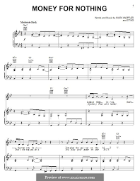 Money For Nothing By Sting M Knopfler Money For Nothing Lyrics And Chords Sheet Music