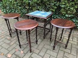 Durable, seasoned acacia wood veneer large scale for open floor plans small square: Barley Twist Nest Of Tables Tables Inventory Glantiques