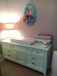 Thrift Store Dresser Painted With Mint Chalk Paint For Changing Table Baby Room Colors Baby Boy Rooms Baby Changing Table