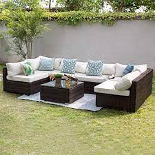 Tribesigns 7 Pieces Outdoor Patio Furniture Extra Large Size 31 5 Inches X189 Inches Outdoo Sectional Patio Furniture Wicker Sofa Outdoor Patio Furniture Sets