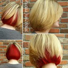 Bright Red Haircolor Underneath Blonde Hair Haircut Hairbob L Anza Haircolor Sierra Haircol Long Hair Color Undercolor Hair Blonde Hair Red Underneath