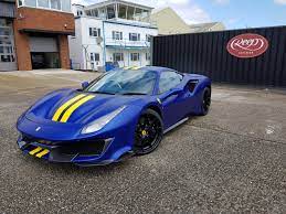 Although the top speed is slightly behind that of the ferrari 488 gtb model, many will argue that a 3 mph difference is well worth the sacrifice for the sleeker, open top style ferrari. Installing Matte Ppf Elettrico Blu Ferrari 488 Pista Reep Southern