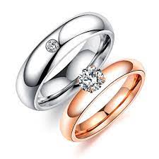 Simple Cubic Zirconia Wedding Rings For Lovers White Rose Gold Colo Moissanite Engagement Ring White Gold Beautiful Jewelry Ring Cubic Zirconia Wedding Rings