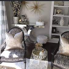 Pin By Terra Robinson On Farmhouse Bling Decor Grey And Gold Bedroom Gold Bedroom Decor Gold Living Room