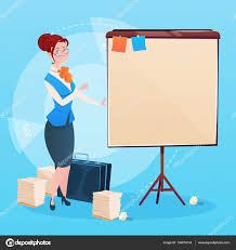 business woman with flip chart seminar training conference