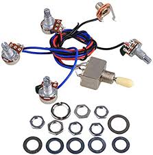 Wiring diagram for the described guitar? Amazon Com Electric Guitar Wiring Harness Kit Replacement For Lp 2t2v 3 Way Toggle Switch 500k Pots Jack For Dual Humbucker Gibson Les Pual Style Guitar Cream Tip Musical Instruments