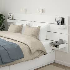 Nordli Bedframe Met Opberger En Hoofdeinde Wit 160x200 Cm Ikea Headboards For Beds White Headboard Ikea Headboard