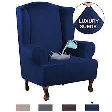 H Versailtex Stretch Wing Chair Cover Velvet Plush Water Repellent Suede Fabric Slipcovers For Wi Wingback Chair Covers Furniture Slipcovers Armchair Slipcover