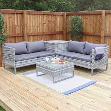 Wicker coffee tables browse our wicker, rattan and seagrass coffee tables. Wido Grey Rattan 4 Piece Outdoor Corner Sofa With Coffee Table Storage Garden Patio Furniture Buy Online In Andorra At Andorra Desertcart Com Productid 66852158