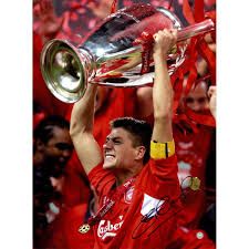 Captain henderson lifts the champions league trophy as liverpool win for the sixth time. Steven Gerrard Signed Holding Trophy Liverpool Champions League Winner 12x16 Photo Icons Auth Third Party Holo