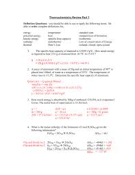 Savesave heats of formation worksheet key for later. Thermochemistry Review Answers1