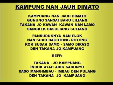 Hasil gambar untuk LIRIK LAGU KAMPUANG NAN JAuh di mato"