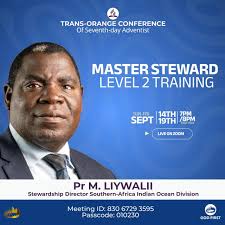 Good Day The Stewardship Department invites you to the Master Steward Level  2 Training. *Doctor Mundia Liywalli* the Stewardship Director of SID will  be presenting tonight. The Topic for tonight is as
