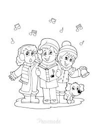 Christmas Carolers Coloring Page for Kids
