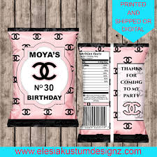 High quality water label printing at some of the industry's lowest prices! Chanel Chip Bag Favor Custom Party Favors Chanel Birthday Party Chanel Birthday