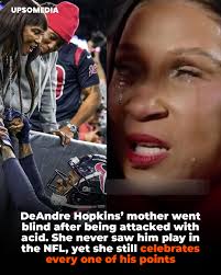 Sabrina Greenlee lost her sight after an acid attack and she could never  see her son play professionally. DeAndre Hopkins, NFL star, always hands  her the ball when he scores a touchdown. "