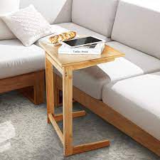 Wood console tables can be found in various sizes and shapes. Greenvelly Bamboo Snack Table For Sofa Couch Side Tv Tray Table For Eating Working Writing Laptop In Home Office Bedroom Living Room C Shape Natural Buy Online In Antigua And Barbuda At