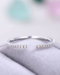 Cz Wedding Band Women 14k White Gold Sterling Silver Open Pave Etsy Cz Wedding Bands Cz Wedding Rings Bridal Rings
