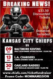Kansascity Chiefs Tickets For 33 50 12 09 Chiefs Vs Ravens Noon 12 13 Chiefs Vs Chargers 7 20pm 12 30 Chiefs Vs Chiefs Tickets Kansas City Mission