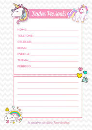 Capa De Caderno Personalizado Unicornio Para Imprimir Planner De Professor Unicornio Dados Pessoais Fazendo A Nossa Festa Planejadores Pessoais Planejador De Blog Planejadores