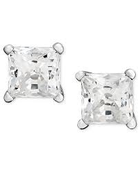 princess cut diamond stud earrings in 14k white gold