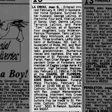 Obituary for JOAN G LACROIX
