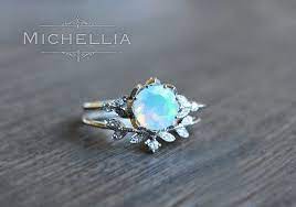 Evanthe Opal Engagement Ring Vintage Floral Opal Ring Opal Floral Engagement Ring Rose Gold Opal Leaf Ring 14k Gold 18k Gold Platinum Vintage Opal Engagement Ring Engagement Rings Opal Floral Engagement