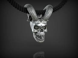 Skull With Horns 3d Print Model In 2020 Skull With Horns Skull Sterling Silver Skull Rings