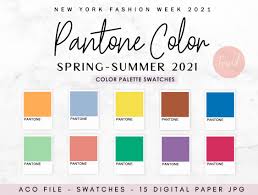 Color palette spring/summer 2021 a happy and cheerful mood infiltrates the core palette for spring/summer 2021, creating primary tones with a twist. Pantone Color Spring Summer 2021 Swatches By Therosemind Thehungryjpeg Com