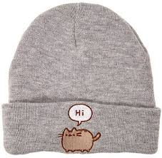 Pusheen Says Hi And Bye On This Cute Gray Beanie Hat Cute Hats Cute Beanies Cat Beanie