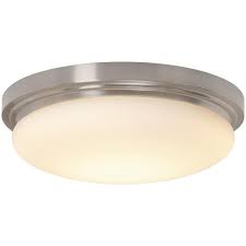 Flush mount ceiling lights used to be considered a boring lighting category, limited to plain flush ceiling light fixtures are a remarkably versatile type of fixture that is suitable for almost any interior space. Hampton Bay 15 In 225 Watt Equivalent Brushed Nickel Integrated Led Flush Mount With Frosted Glass Shade Iuy8011l Bn The Home Depot