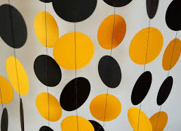 Colorful graduation decorations to celebrate the graduate including graduation banners, rosette pinwheels, straws, plates and napkins and more! Black And Gold School Colors Garland Graduation Decor Etsy Birthday Party Paper Graduation Decorations Bee Birthday Party