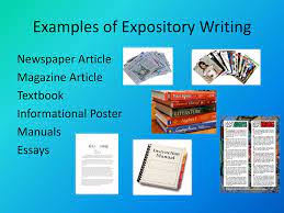 These categories include narratives, expository texts, technical texts and persuasive texts, which can be distinguished by examining what the author's intent and how the author goes about achieving the intended result. Expository Writing Ppt Download